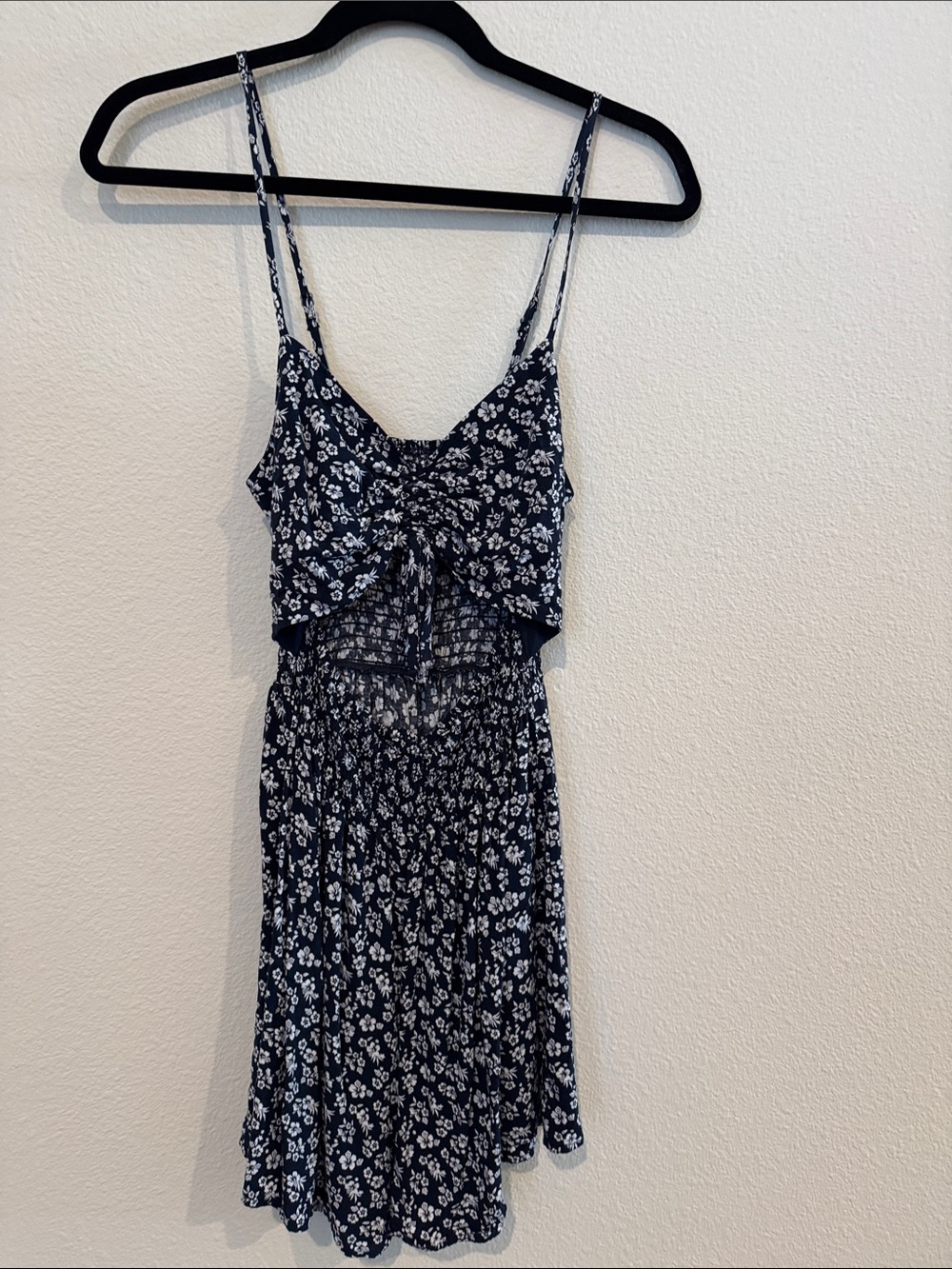 Hollister Navy Blue & White Floral Spaghetti Strap Dress